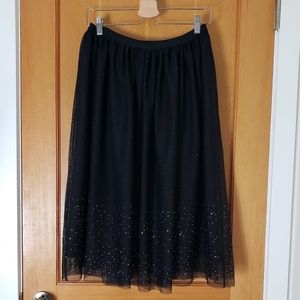 Black Embellished Tulle Skirt
